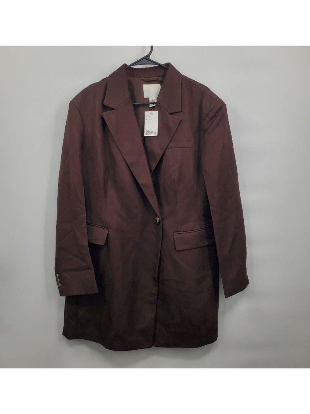 H&M Double Breasted Jacket Dress Women Size XL NWT Brown Long Sleeves